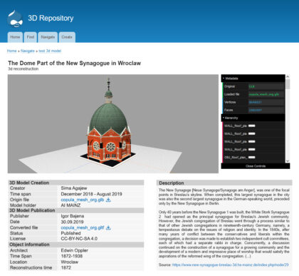 DFG Viewer 3D – Infra­st­ruc­ture for digital 3D reconstructions